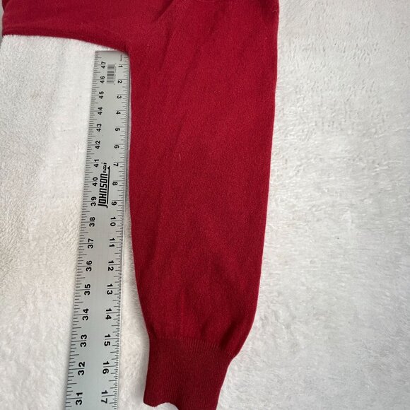 L Pure 2-Ply Cashmere Mens Crew Neck Sweater Red Long Sleeve Pullover Soft Cozy - Picture 7 of 8